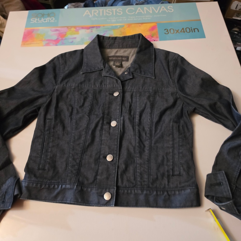 Banana Republic Womens Small Dark Wash Denim Jean Jacket Stretch Cotton Indigo